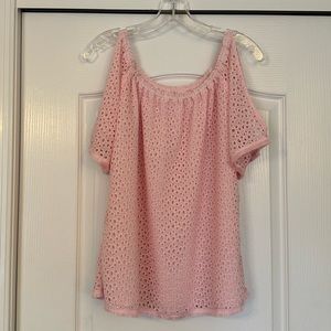 Lilly Pulitzer Pink Lillette Eyelet Cold Shoulder Top Size XS